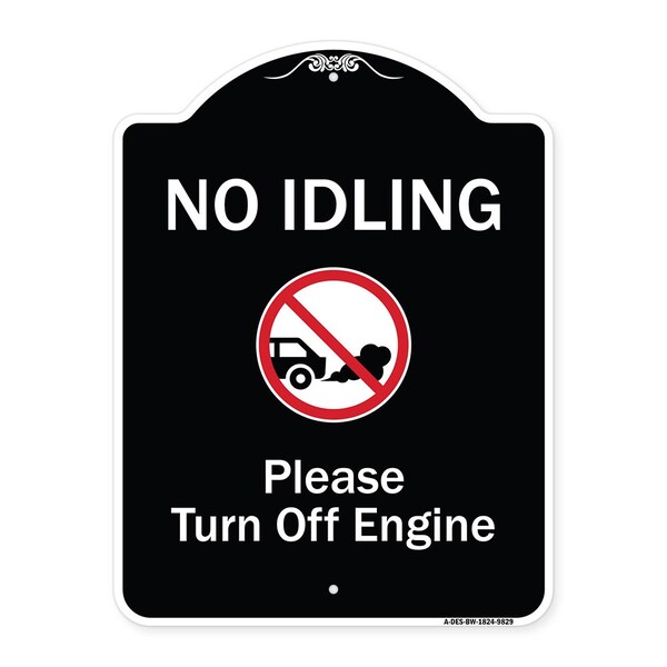 Signmission Designer Series-No Idling Please Turn Off Engine With Graphic, 24" x 18", BW-1824-9829 A-DES-BW-1824-9829 - main